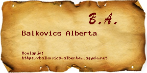 Balkovics Alberta névjegykártya